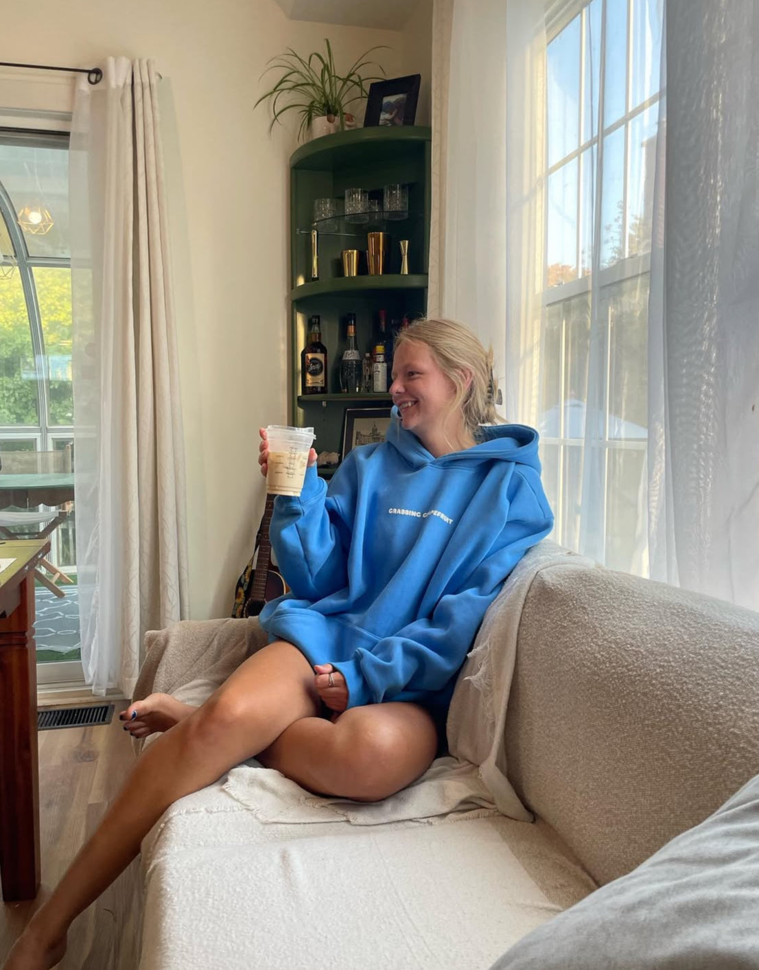 Mellow Monday Blue Puff Print Hoodie