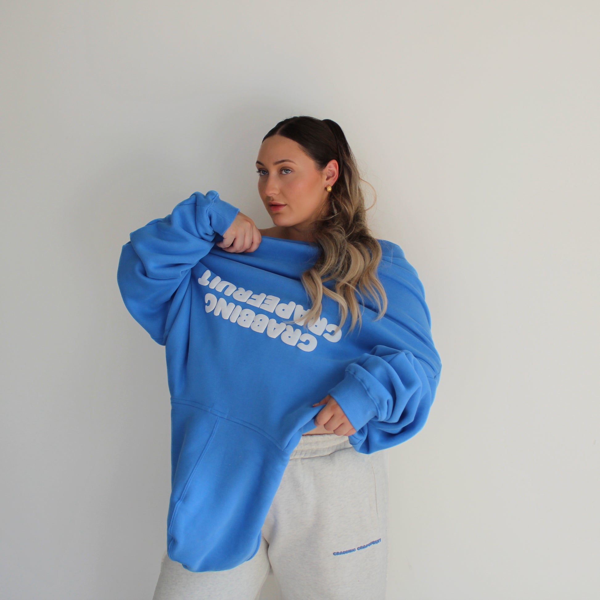 Mellow Monday Blue Puff Print Hoodie